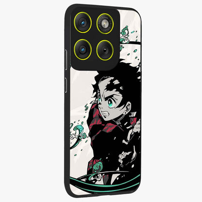 Demon Slayer Glass Case upright view showcasing powerful anime artwork with intense warrior theme.