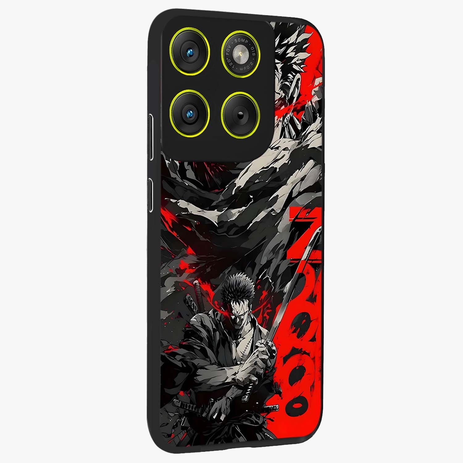 Demon Sword Resolve Glass Case upright view showcasing dramatic warrior artwork with intense battle theme.