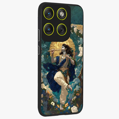 Divine Krishna Art Glass Case upright view showcasing divine Krishna artwork with sacred artistic theme.