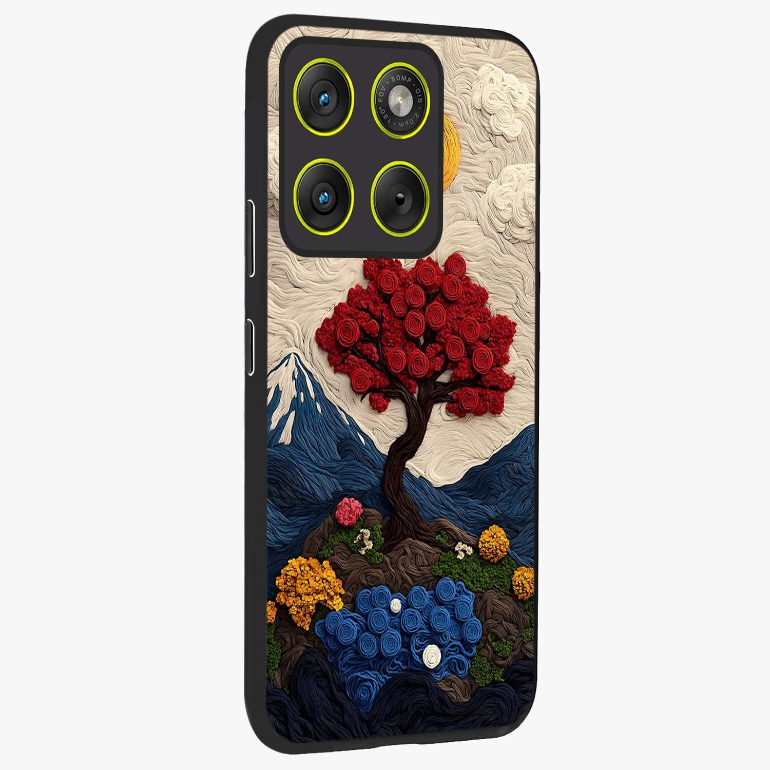 Eternal Nature Tapestry Glass Case upright view showcasing elegant nature tapestry design with decorative style.