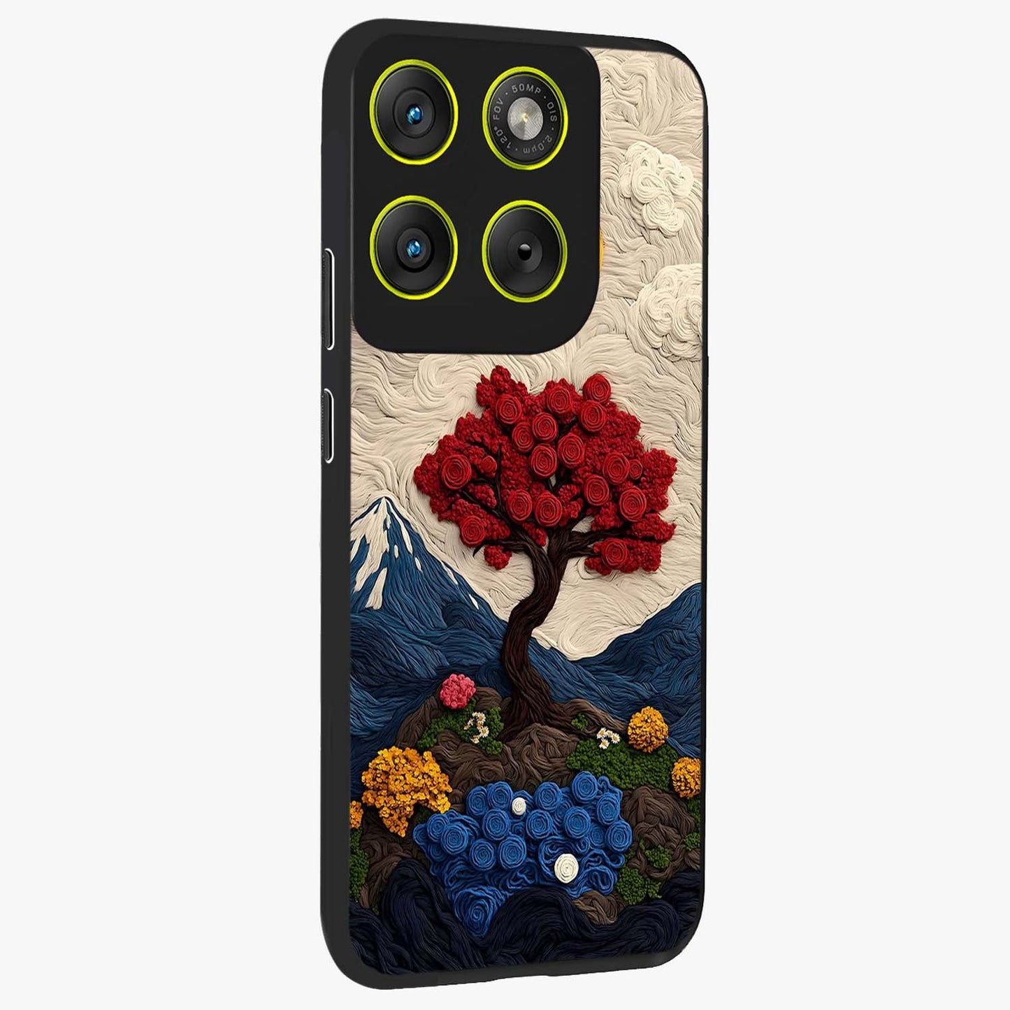 Eternal Nature Tapestry Glass Case upright view showcasing elegant nature tapestry design with decorative style.