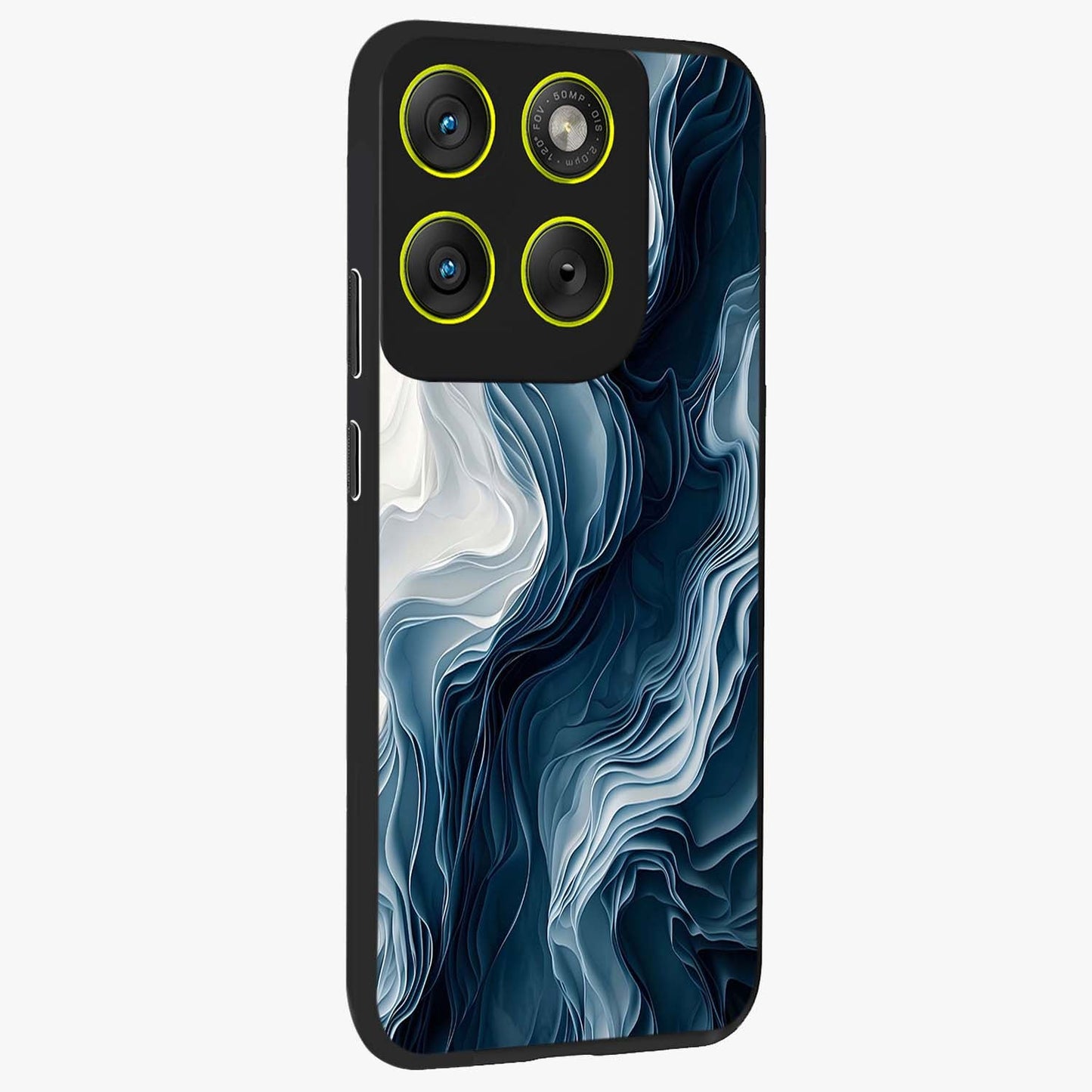 Ethereal Paper Marble Glass Case upright view showcasing smooth marble artwork with refined minimalist theme.