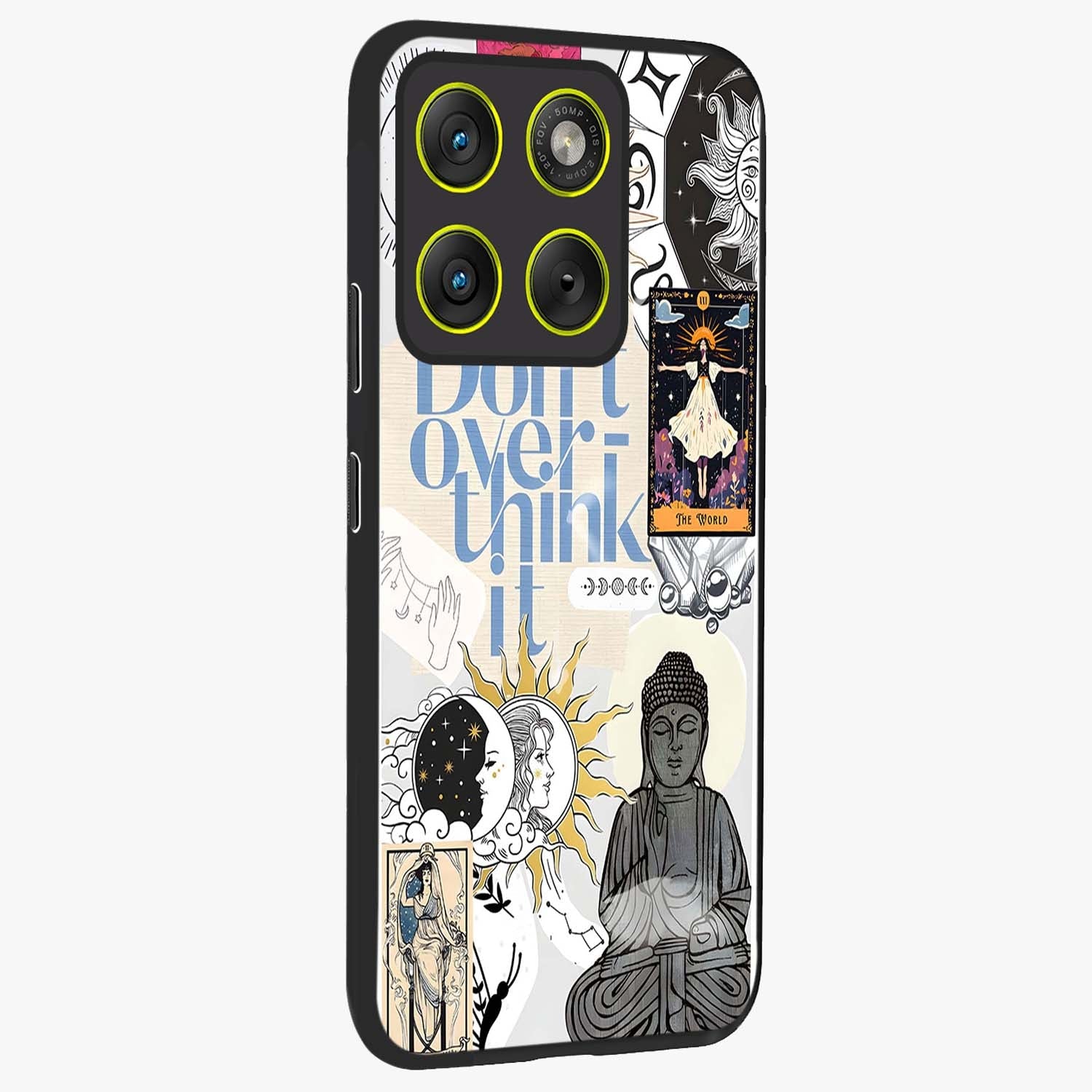 Ethereal Thoughts Glass Case upright view showcasing delicate artistic composition with peaceful dreamy theme.