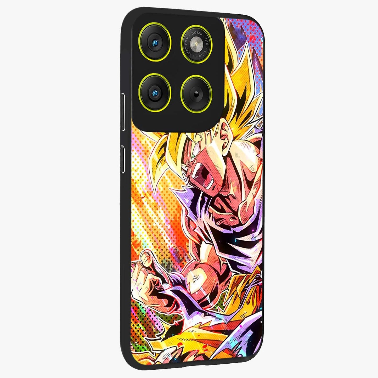 Firing Goku Glass Case upright view showcasing energetic anime artwork with bold warrior theme.