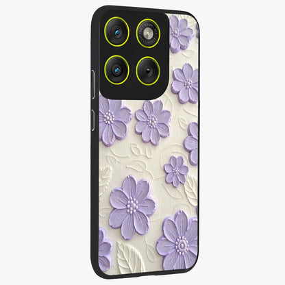Floral Wall Art With Purple Flowers Glass Case upright view showcasing elegant purple flower artwork with decorative floral theme.
