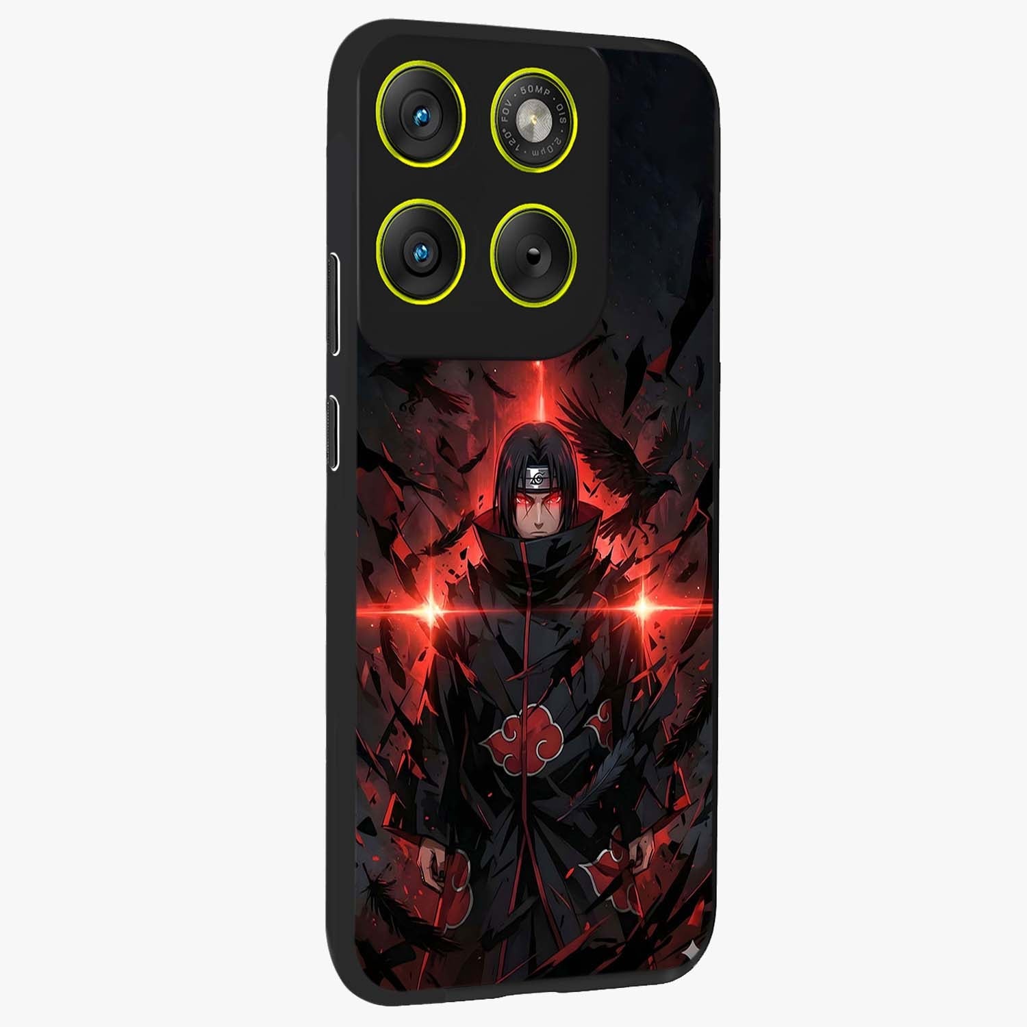 Focused Blade Discipline Glass Case upright view showcasing strong typography statement with sleek motivational theme.