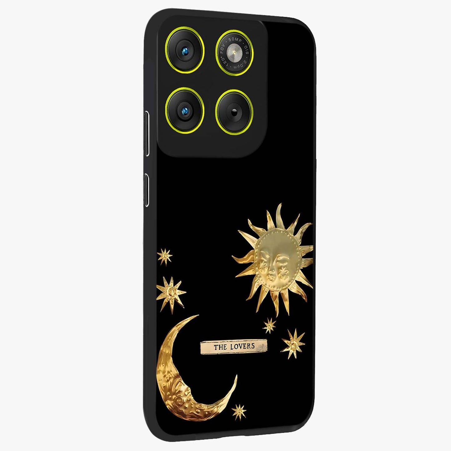 Gold Sun Blush Glass Case upright view showcasing glowing sun artwork with elegant celestial theme.
