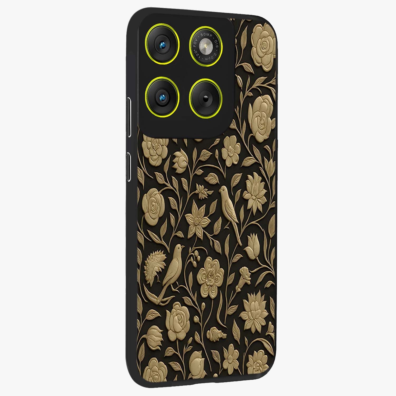 Golden Evil Eye Mandala Glass Case upright view showcasing decorative evil eye mandala artwork with spiritual aesthetic style.