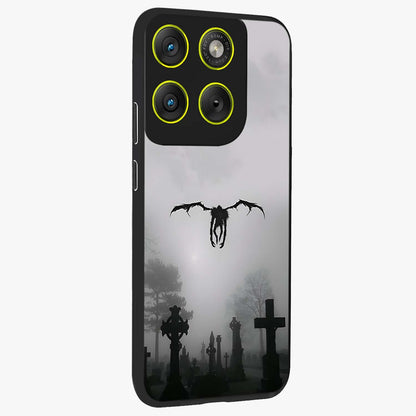 Graveyard Shadow Descent Glass Case upright view showcasing haunting graveyard artwork with dramatic dark theme.