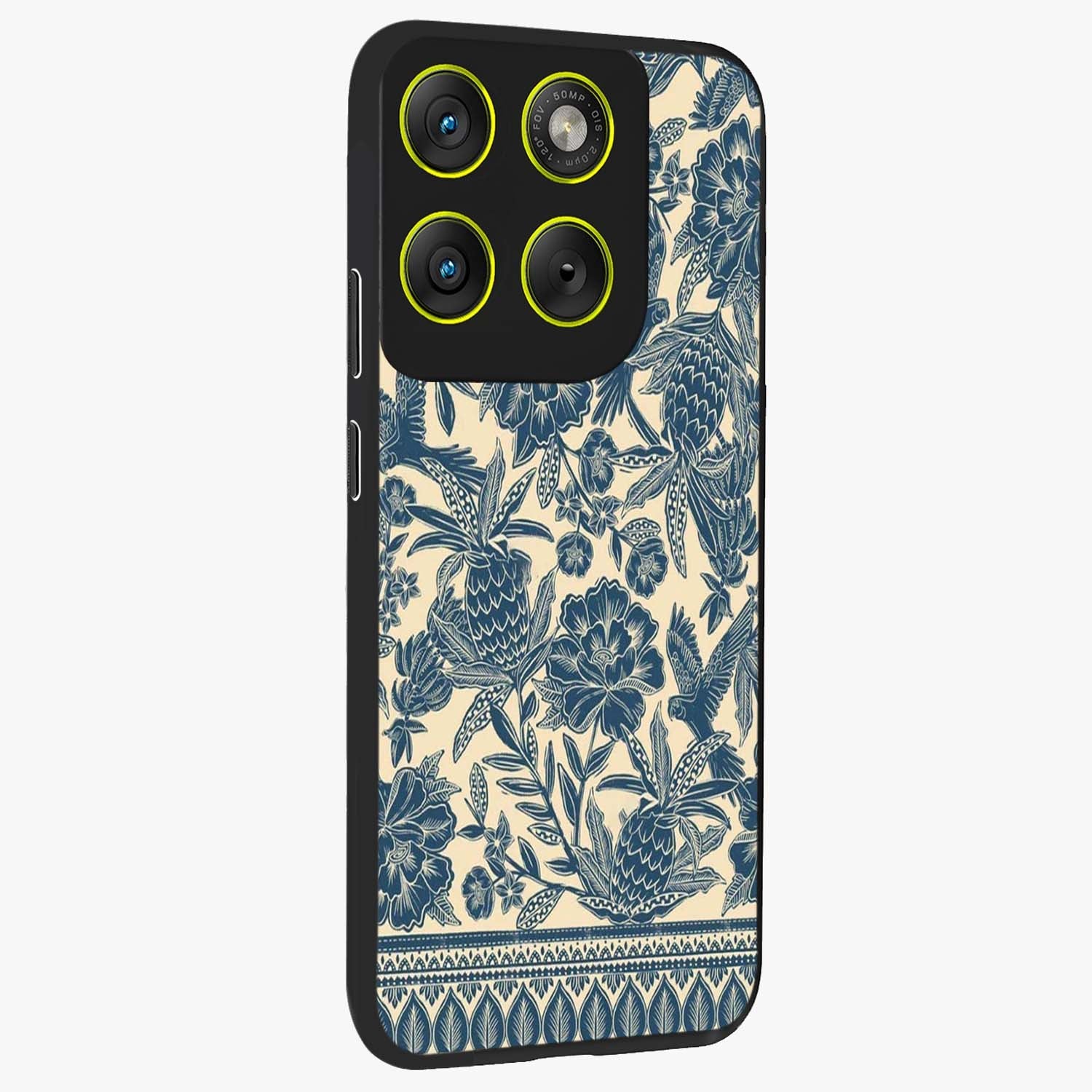 Heirloom Wild Bloom Glass Case upright view showcasing delicate wildflower artwork with timeless floral theme.