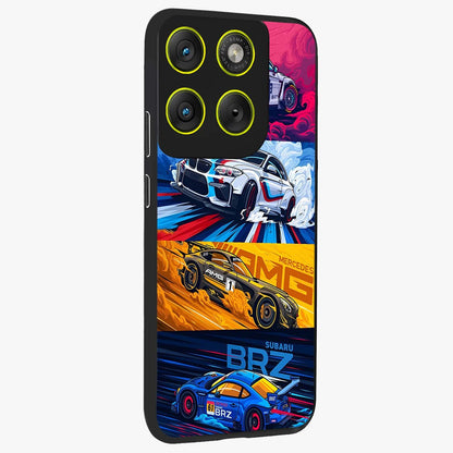 JDM Sports Car Glass Case upright view showcasing dynamic sports car artwork with bold racing theme.