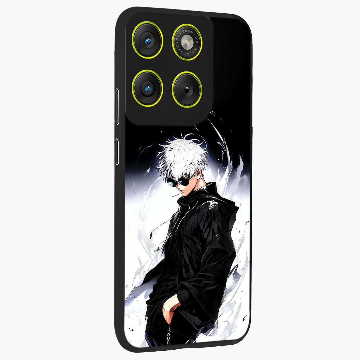 Limitless Shadow King Glass Case upright view showcasing bold shadow warrior artwork with epic fantasy theme.
