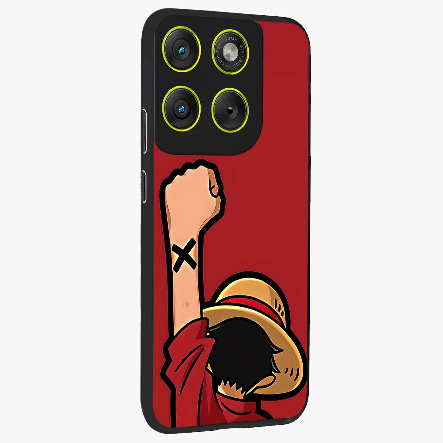 Luffy X Spirit Glass Case upright view showcasing striking anime artwork with adventurous character theme.