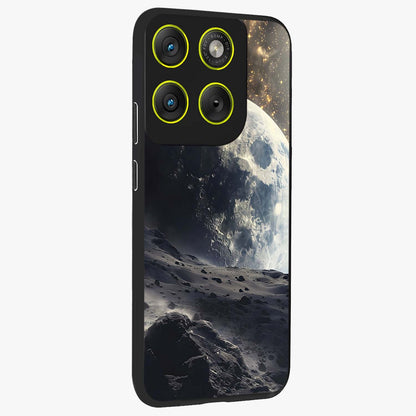 Lunar Horizon Glow Glass Case upright view showcasing radiant lunar artwork with calm cosmic theme.
