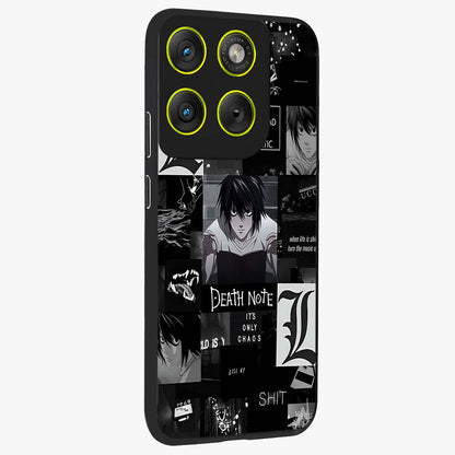 Midnight Chaos Mind Glass Case upright view showcasing expressive abstract artwork with bold dark theme.