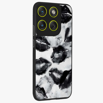 Midnight Kiss Marks Glass Case upright view showcasing stylish kiss mark artwork with trendy romantic theme.