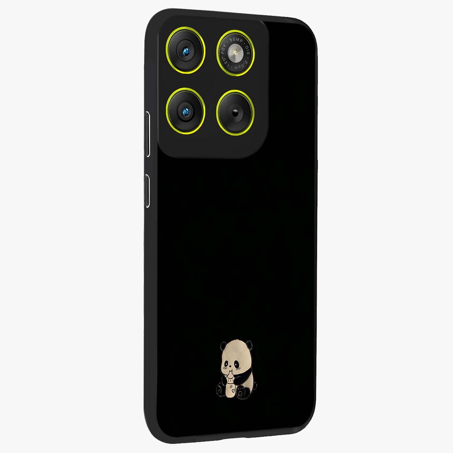 Midnight Panda Love Glass Case upright view showcasing charming panda artwork with playful romantic theme.
