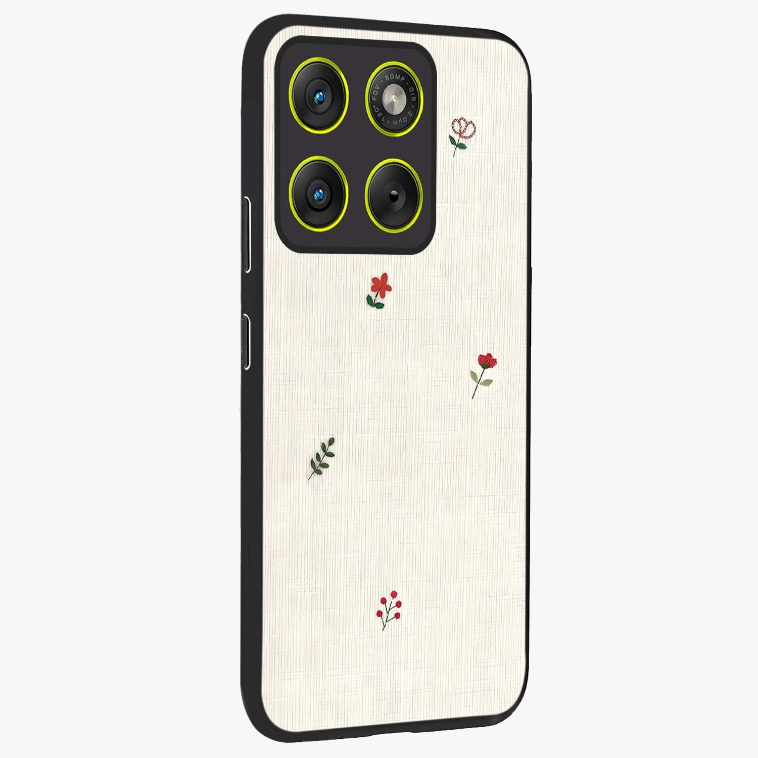 Minimalistic Blue With White Flower Pattern Glass Case upright view showcasing clean white flower artwork with calming blue theme.