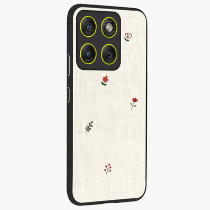 Minimalistic Blue With White Flower Pattern Glass Case upright view showcasing clean white flower artwork with calming blue theme.