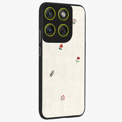 Minimalistic Blue With White Flower Pattern Glass Case upright view showcasing clean white flower artwork with calming blue theme.