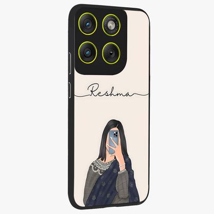 Mirror Mood Muse With Custom Name Glass Case upright view showcasing artistic mirror themed artwork with personalized aesthetic.
