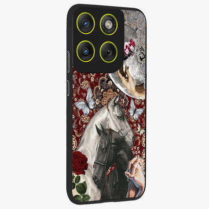 Moonlit Royal Stallion Glass Case upright view showcasing dramatic horse artwork with glowing moon themed design.