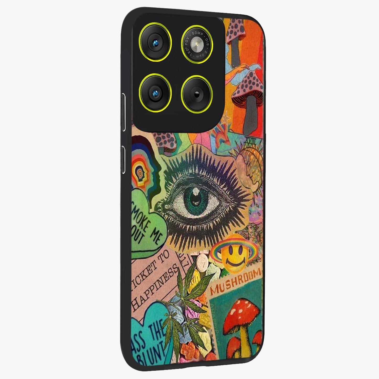 Mystic Eye Wonderland Glass Case upright view showcasing symbolic eye artwork with mysterious fantasy theme.