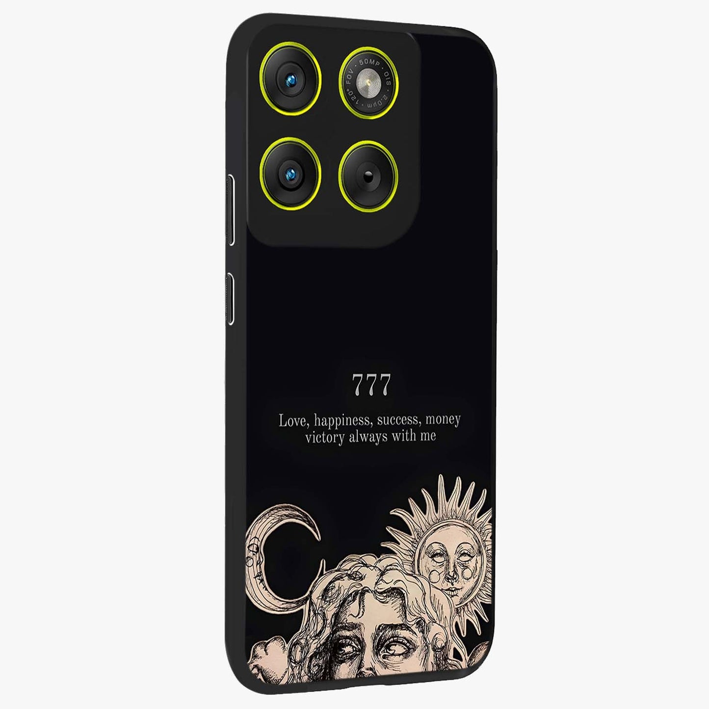 Mystic Victory Aura Glass Case upright view showcasing powerful victory themed artwork with spiritual energy vibe.
