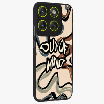 Out Of Mind Glass Case upright view showcasing striking typography artwork with edgy conceptual theme.