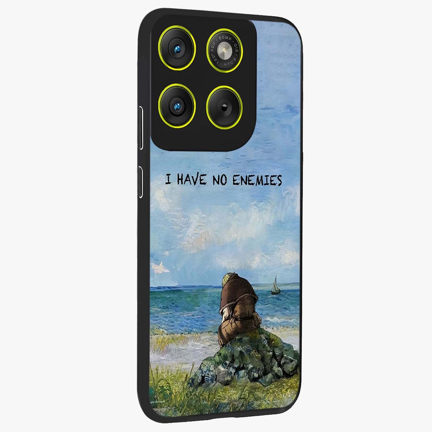Peace Beyond War Glass Case upright view showcasing powerful peace symbol artwork with inspirational theme.