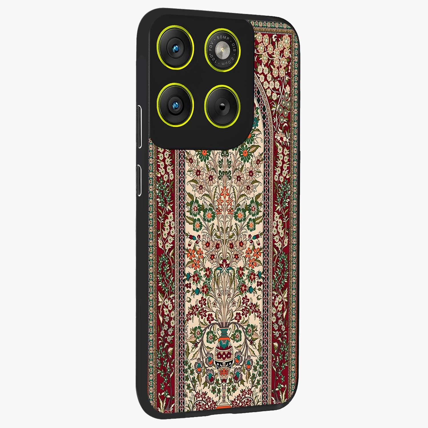 Persian Inspired Glass Case upright view showcasing decorative Persian artwork with rich heritage theme.
