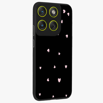 Pink Love Drops Glass Case upright view showcasing charming heart drop artwork with romantic playful theme.
