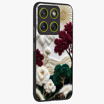 Radiant Bloom Elegance Glass Case upright view showcasing decorative flower artwork with refined botanical theme.