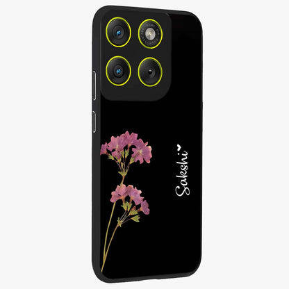 Riching Lavender Flower Custom Name Glass Case upright view showcasing elegant lavender floral artwork with personalized aesthetic.