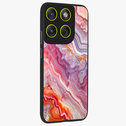 Rose Quartz Marble Glass Case upright view showcasing decorative marble artwork with luxurious pastel theme.