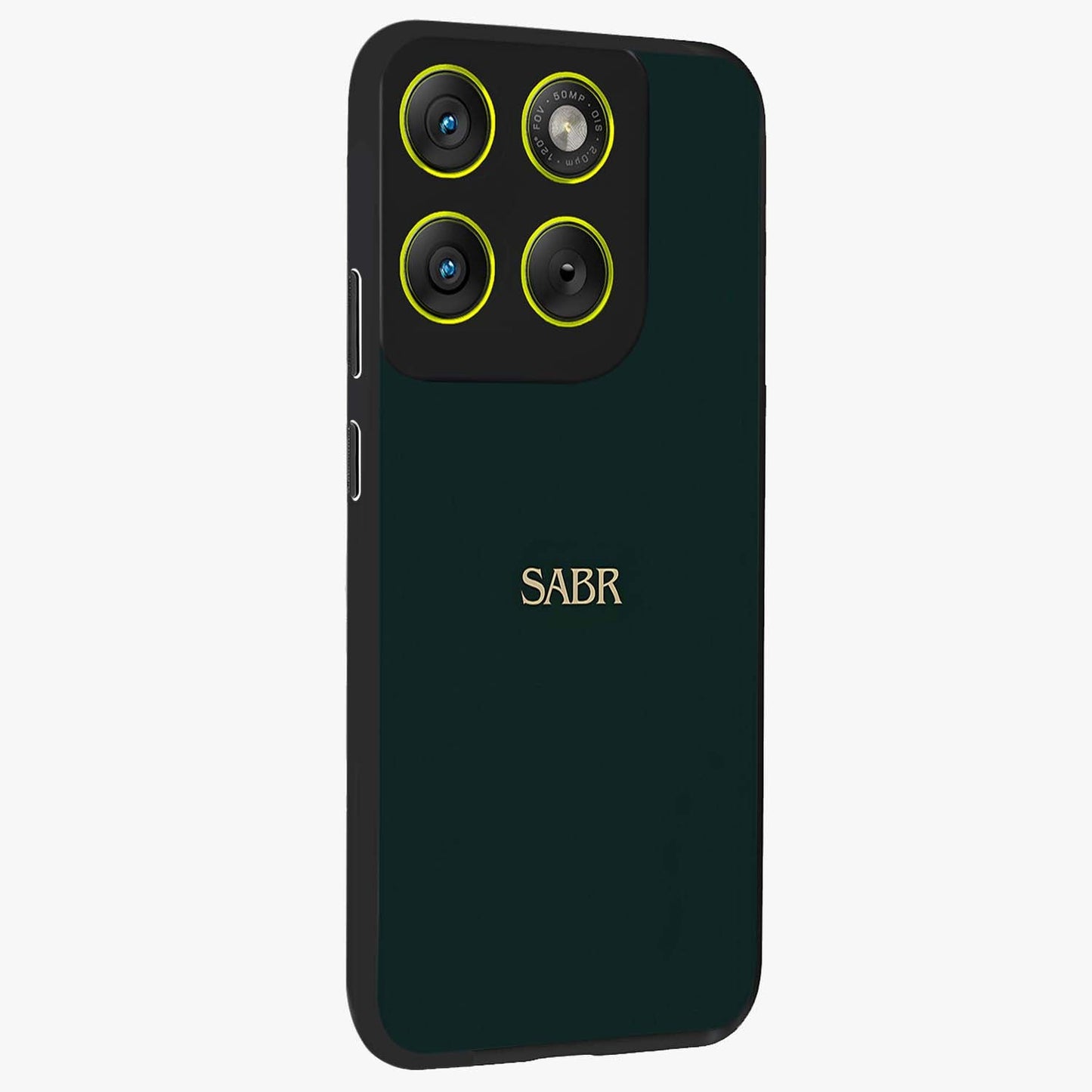 Sabr Minimal Patience Glass Case upright view showcasing calm minimalist artwork with motivational patience theme.