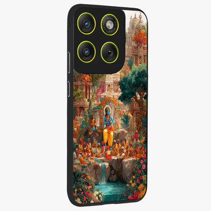 Sacred Sunlight Gods Glass Case upright view showcasing glowing divine artwork with sacred mythological theme.