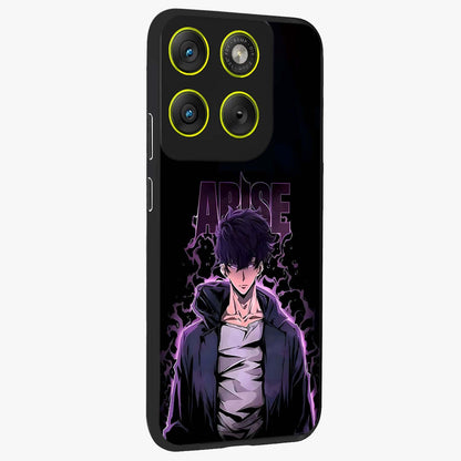 Shadow Monarch Awakening Glass Case upright view showcasing bold monarch artwork with mystical awakening theme.