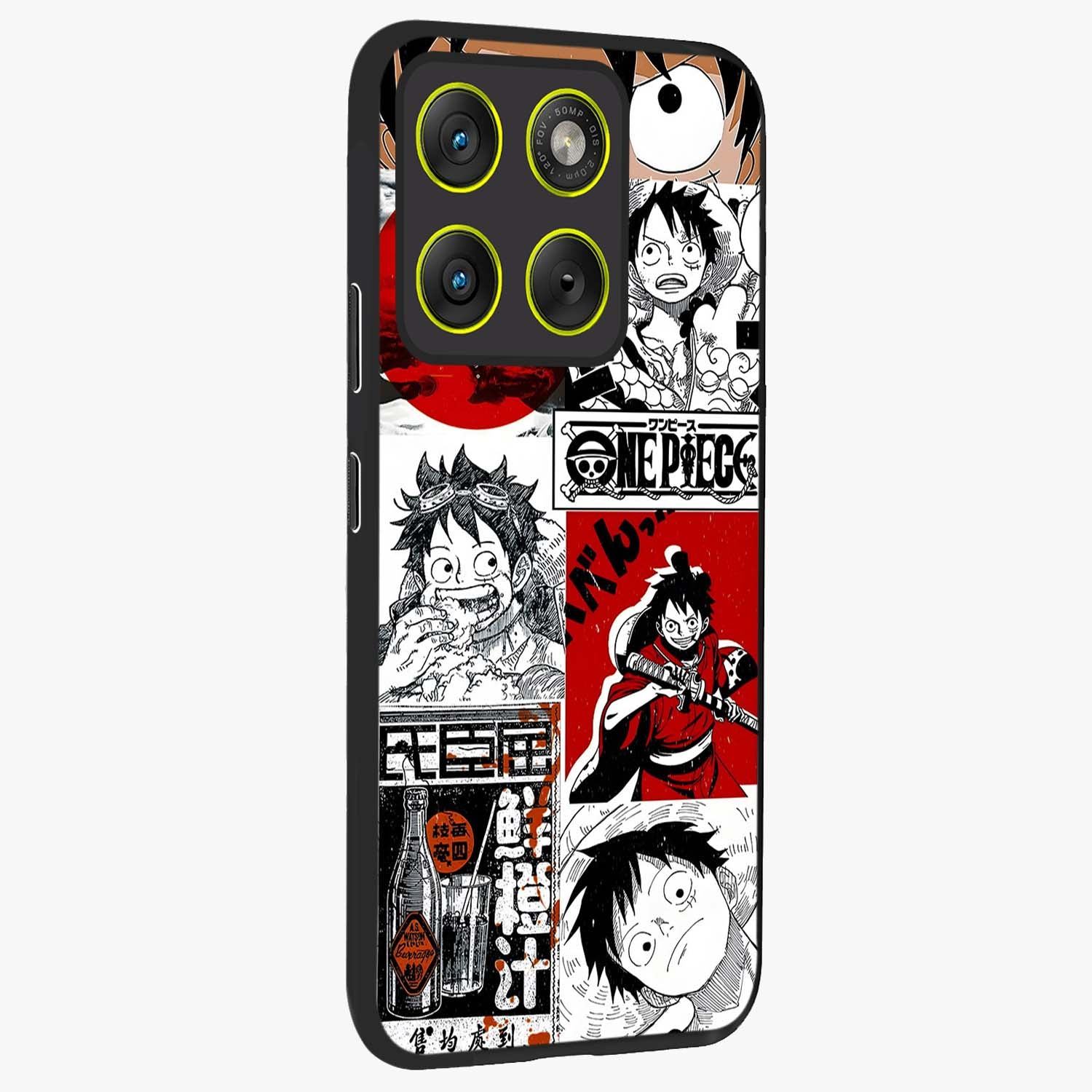 Strawhat Chaos Panels Glass Case upright view showcasing energetic anime artwork with bold adventure theme.