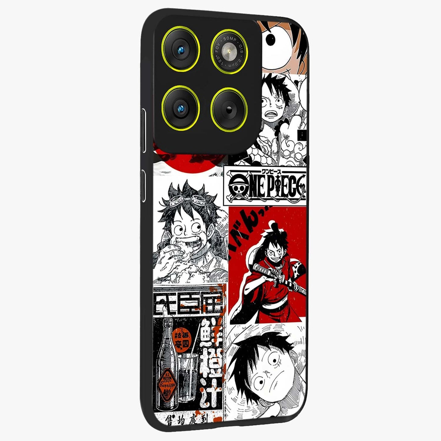 Strawhat Chaos Panels Glass Case upright view showcasing energetic anime artwork with bold adventure theme.