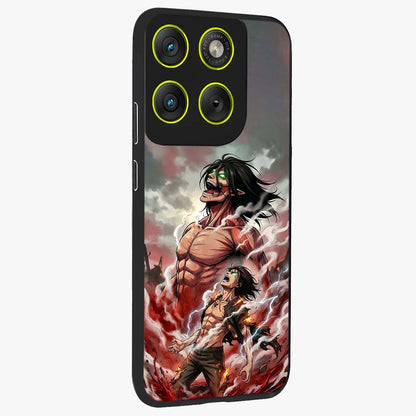 Titan Awakening Fury Glass Case upright view showcasing intense titan artwork with epic fantasy theme.