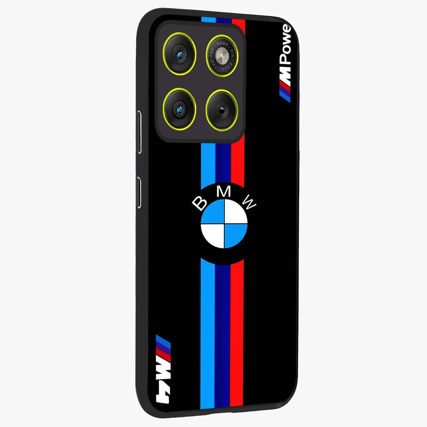Turbo BMW Beast Glass Case upright view showcasing powerful car artwork with modern motorsport theme.