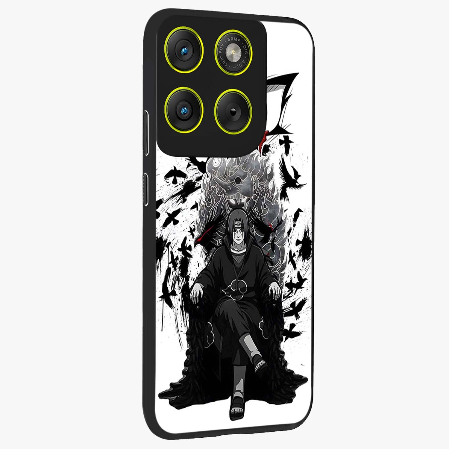Uchiha Shadow Throne Glass Case upright view showcasing magical underwater galaxy artwork with vibrant cosmic theme.
