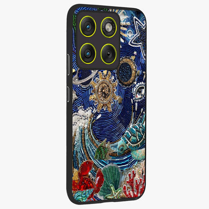 Universe Underwater Spark Glass Case upright view showcasing magical underwater galaxy artwork with vibrant cosmic theme.