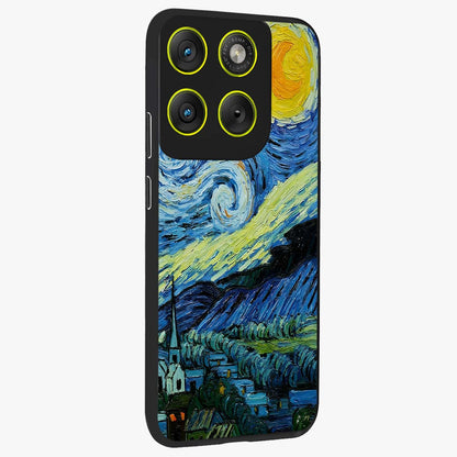 Van Gogh Art Glass Case upright view showcasing expressive painting style artwork with timeless artistic theme.