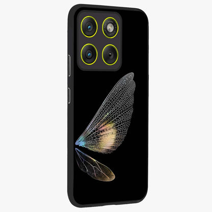 Whispers Of Wings Glass Case upright view showcasing elegant wing artwork with light airy theme.