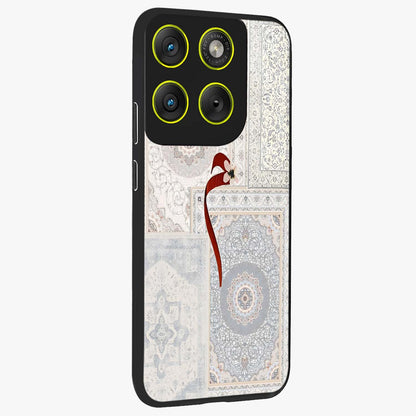 White Aesthetic Bow Glass Case upright view showcasing delicate ribbon bow artwork with cute minimalist theme.
