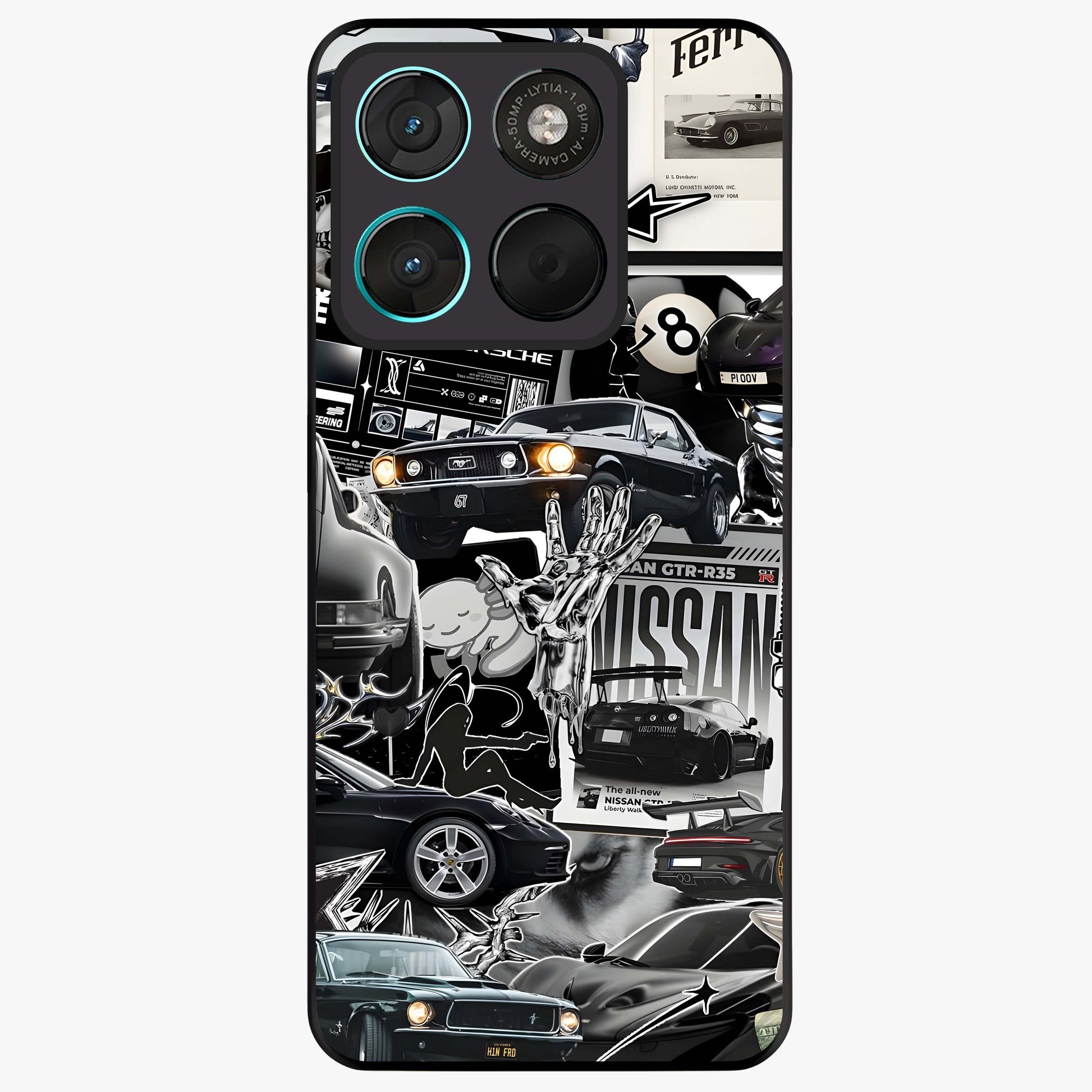 Aesthetic Dark Love Glass Case showing flat back view with dark romantic artwork and glossy glass finish.