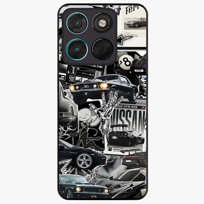 Aesthetic Dark Love Glass Case showing flat back view with dark romantic artwork and glossy glass finish.