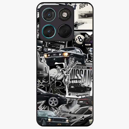 Aesthetic Dark Love Glass Case showing flat back view with dark romantic artwork and glossy glass finish.